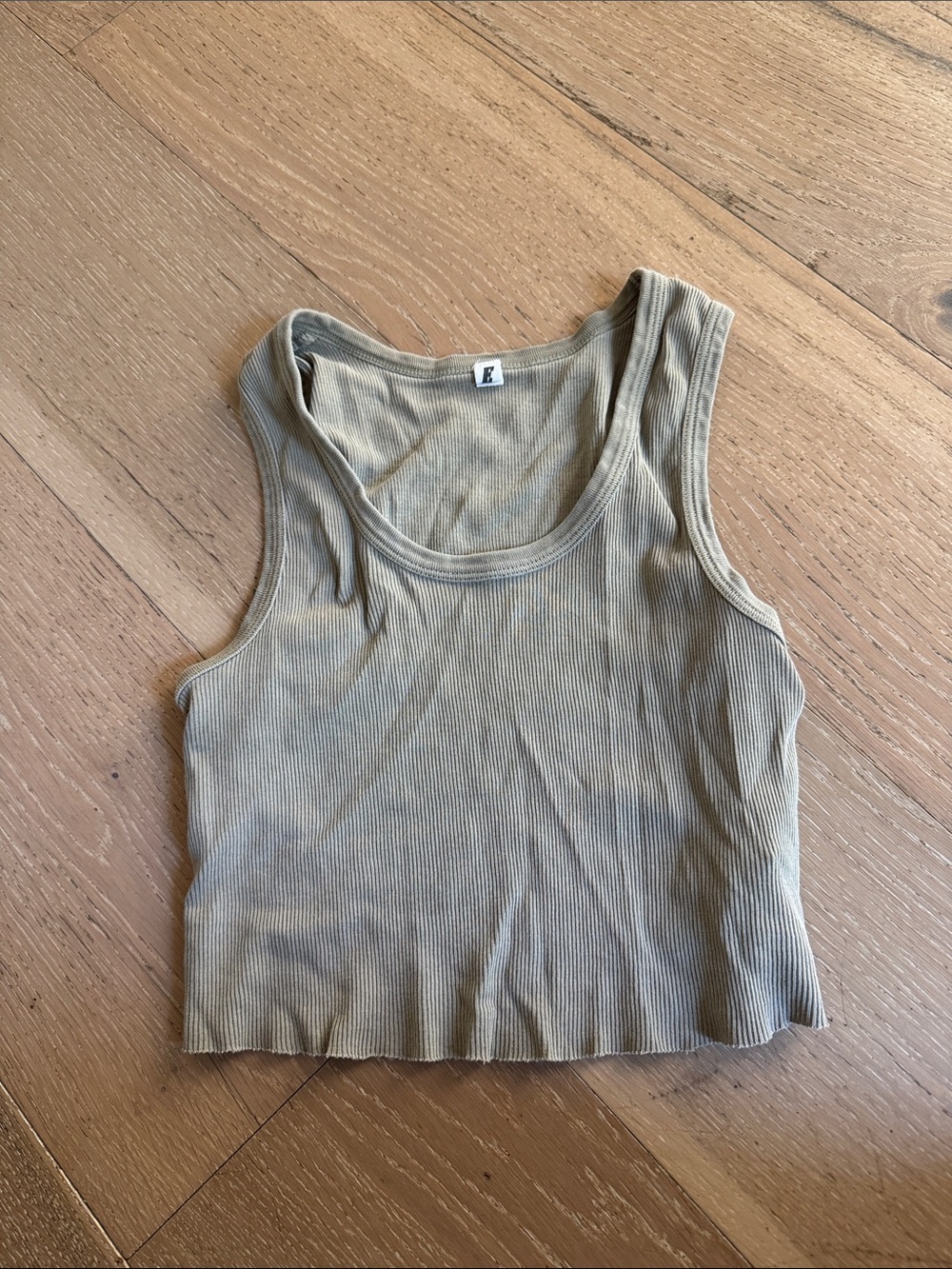 Elwood Malibu crop tank Ribbed Scoop Neck Cropped Tank Top - vintage oatmeal